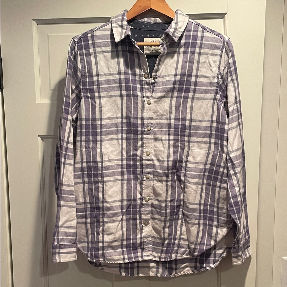 Jachs Purple and White Plaid Casual Shirt